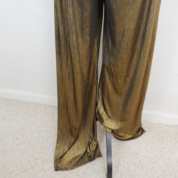 FKSP Made in Los Angeles Gold Black Metallic High Waist Wide Leg XS Disco Pant - Picture 8 of 11